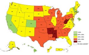 United States obesity map